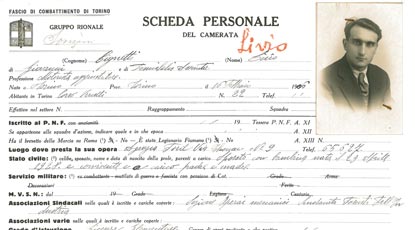 Particolare di una scheda personale (Archivio di Stato di Torino).