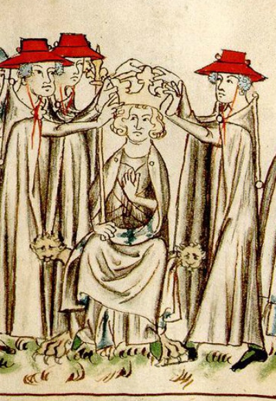 Incoronazione di Enrico VII, illustrazione dal Codex Balduini Trevirensis (particolare)
