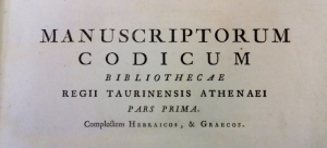 G. Pasini, Codices manuscripti Bibliothecae Regii Taurinensis Athenaei per lingua digesti ... 1749